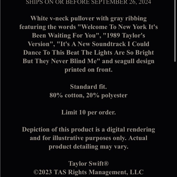 ✨✨1989 Taylor’s Version. Welcome to New York! Brand new. Adult size 3X✨✨ - Picture 2 of 5